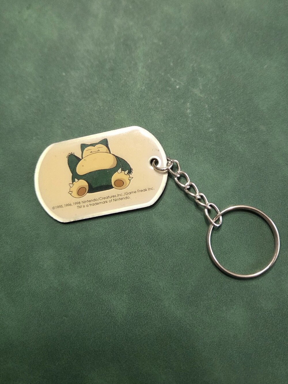 Vintage 1998 Pokémon Snorlax Dog Tag Keychain - Upcycled Y2K Nintendo